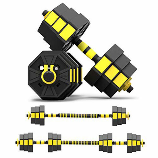 Picture of Mikolo Adjustable Dumbbells Barbell 2 in 1 with Connector, Adjustable Dumbbell Barbell Sets 44lbs, All-Purpose, Home, Gym Equipment, and Office
