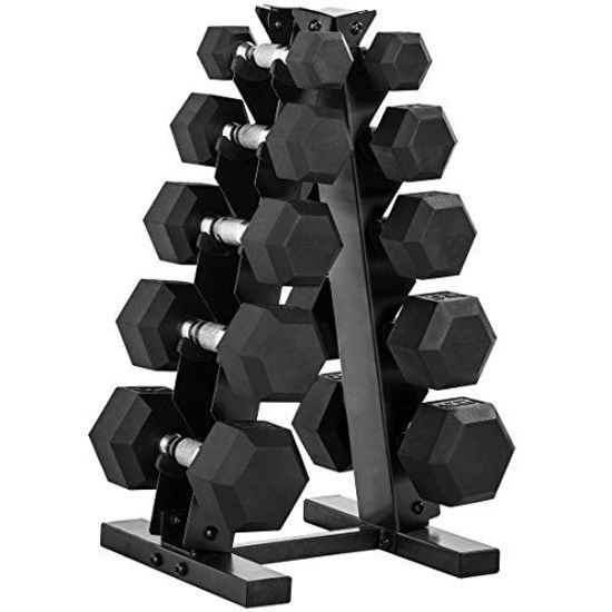 Picture of CAP Barbell 150-lb Hex Dumbbell Weight Set with Vertical Rack