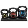 Picture of Best Choice Products 3-Piece HDPE Kettlebell Exercise Fitness Weight Set w/Base Rack, 5lb, 10lb, 15lb Weights