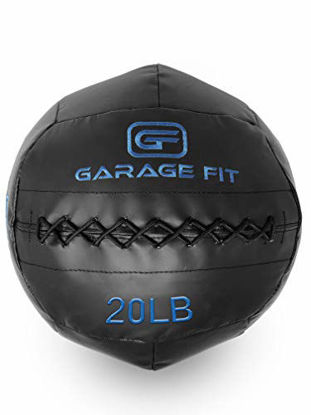Picture of Garage Fit Soft Medicine Ball/Wall Ball/Wallball Plyometrics, Core Training, Cardio Workouts - Ideal for Wall Balls Squats, Lunges, Partner Toss, Slam (Black, 20 lb - 9.1 kg)