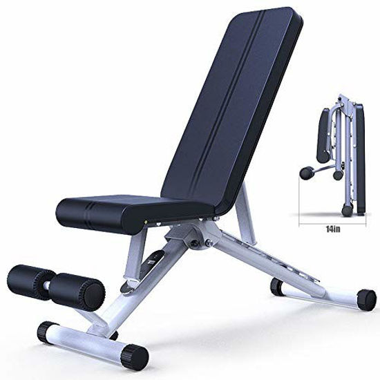 Picture of Adjustable Weight Bench, Utility Weight Benches for Full Body Workout, Sit Up Bench Abdominal Trainer Level Adjustable Fitness Crunches Machine Workout Training Bench, Black