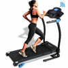 Picture of SereneLife Smart Digital Folding Treadmill - Electric Foldable Exercise Fitness Machine, Large Running Surface, 3 Incline Settings, 16 Preset Program, Sports App for Running & Walking (SLFTRD25)