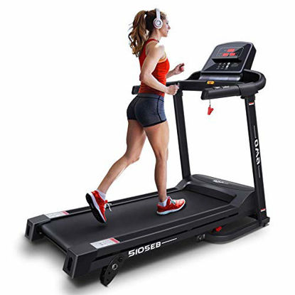 Picture of OMA Home Treadmills, Max 2.25 HP Folding Incline Treadmills for Running and Walking Exercise with LED Display of Tracking Heart Rate, Calories - Black