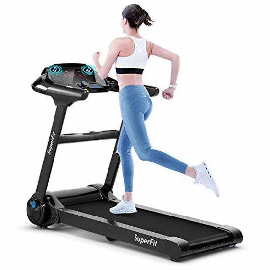 Picture of Goplus Electric Folding Treadmill, Portable Running Jogging Machine with Bluetooth Speaker and 17'' Wide Tread Belt, Perfect for Home and Office Use