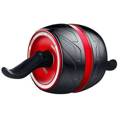 Picture of Laus Ab Carver Wheel Roller - with Knee Pad Mat, Automatic Rebound and Multiple Angles Core Workouts (Wine Red)