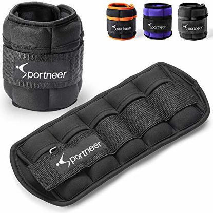 Picture of Sportneer Adjustable Ankle Weights 1 Pair 2 4 6 8 10 Lbs Leg Weight Straps for Women Men Kids, Weighted Ankle Weights Set for Gym,Fitness, Workout,Walking, Jogging,1-5 lbs Each Pack, 2 Pack 2-10 lbs