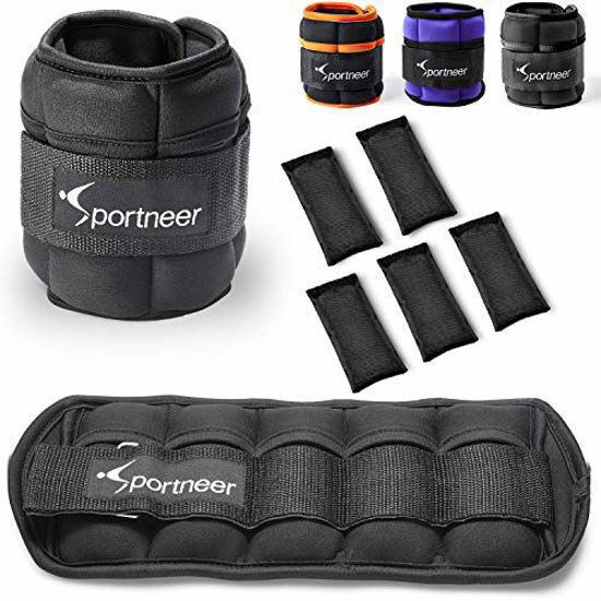 Picture of Sportneer Ankle Weights, 1 Pair 2 3 4 6 7 Lbs Adjustable Weights Wrist Weight Straps for Gym,Fitness, Workout,Walking, Jogging| 0.5-3.5 lbs Per Ankle, 2 Pack 1-7 lbs