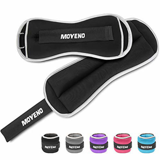 Picture of Moyeno 1 Pair 4Lbs Adjustable Ankle Weights for Women Men Kids, Wrist Weights Ankle Weights Sets for Gym, Fitness Workout, Running, Lifting Exercise Leg Weights - Each 2 Lbs Black