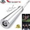 Picture of OFFMAEY Barbell Bar 6 Feet Weight Bar with Two Spring Collars Solid Iron Weighted Workout Barbell Weight Straight Weightlifting Technique Bar for Home Fitness Exercise Equipment
