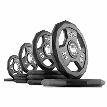 Picture of XMark Black Diamond 115 lb Set Olympic Weight Plates, One-Year Warranty, Patented Design