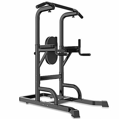 Picture of N-A Power Tower Multi-Function Adjustable Pull Up Bar, Relife Rebuild Your Life Power Tower Workout Dip Station for Home Gym Strength Exercise Equipment