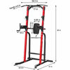 Picture of PUPZO Power Tower Pull Up Bar Dip Stands Multi-Function Adjustable Body Building Training Exercise Equipment for Home Gym Office 500Lbs Capacity (Red)
