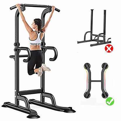 Picture of GREARDEN Power Tower Exercise Equipment Adjustable, Multi-Function Pull up Bar Station, Dip Station Pull up Bar for Home Gym 12 Adjustable Height, 330 LBS