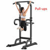 Picture of Power Tower Workout Dip Station - Pull Up Bar Exercise Home Gym, Strength Training Machine, Parallette Exercise - Adjustable Heavy Duty Dip Stand Body Press Bar for Both Teenagers and Adults (Black)