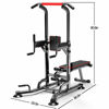 Picture of vin Power Tower Pull Up Bar Dip Station Adjustable Height Strength Training Workout Equipment with Dumbbell Bench for Home Gym