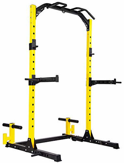 Picture of HulkFit Multi-Function Adjustable Power Rack Exercise Squat Stand with J-Hooks and Other Accessories, Multiple Versions, Pro, 1000LB Capacity