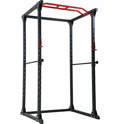 Picture of FDW Adjustable Power Cage 800lb Weight Capacity Olympic Power Rack Multi-Function Workout Station Pull-up Bar and Dip Handle Home Gym (Black)