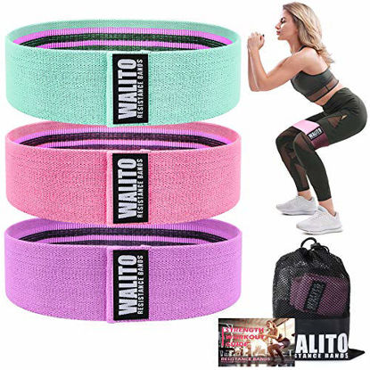 Picture of Walito Resistance Bands for Legs and Butt,Exercise Bands Set Booty Bands Hip Bands Wide Workout Bands Sports Fitness Bands Resistance Loops Band Anti Slip Elastic (Set 3)