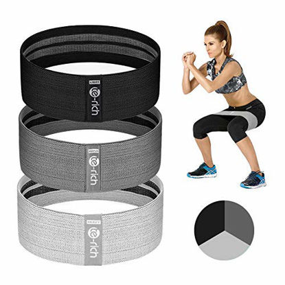 Picture of Te-Rich Resistance Bands for Legs and Butt, Fabric Women/Men Stretch Exercise Loops, Thick Wide Non-Slip Gym Bootie Band 3 Set for Squat Glute Hip Thigh Workout Training