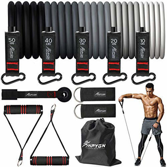 Picture of HPYGN Resistance Bands Set, Exercise Bands with Handles, Ankle Straps, Door Anchor, Carry Bag, Great for Resistance Training, Physical Therapy, Yoga, Home Workouts