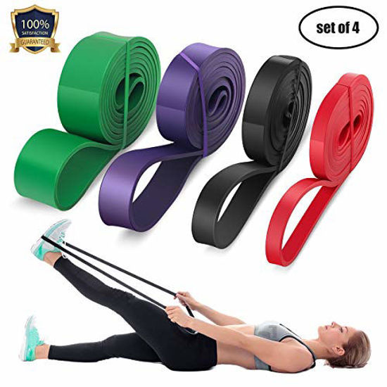 Picture of LEEKEY Resistance Band Set, Pull Up Assist Bands - Stretch Resistance Band - Mobility Band Powerlifting Bands For Resistance Training, Physical Therapy, Home Workouts (Set-4)