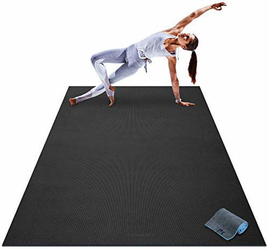 Picture of Premium Large Yoga Mat - 7' x 5' x 8mm Extra Thick, Ultra Comfortable, Non-Toxic, Non-Slip, Barefoot Exercise Mat - Yoga, Stretching, Cardio Workout Mats for Home Gym Flooring (84" Long x 60" Wide)