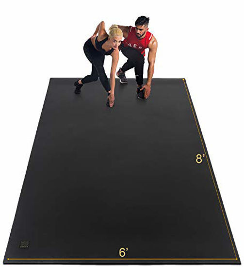 Picture of Gxmmat Extra Large Exercise Mat 6'x8'x7mm, Thick Workout Mats for Home Gym Flooring, High Density Non-Slip Durable Cardio Mat, Shoe Friendly, Great for Plyo, MMA, Jump Rope, Stretch, Fitness