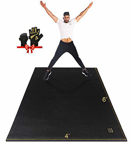 Picture of Gxmmat Large Exercise Mat 6'x4'x7mm, Thick Workout Mats for Home Gym Flooring, Extra Wide Non-Slip Durable Cardio Mat, High Density, Shoe Friendly, Great for Plyo, MMA, Jump Rope, Stretch, Fitness
