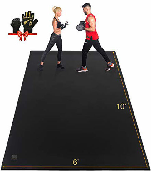 Picture of GXMMAT Extra Large Exercise Mat 10'x6'x7mm, Ultra Durable Workout Mats for Home Gym Flooring, Shoe-Friendly Non-Slip Cardio Mat for MMA, Plyo, Jump, All-Purpose Fitness