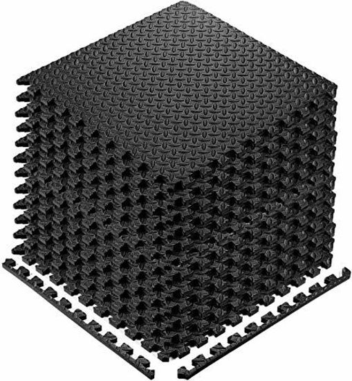 Picture of StillCool Puzzle Exercise Floor Mat, EVA Interlocking Foam Tiles Exercise Equipment Mat with Border - for Gyms, Yoga, Outdoor, Kids (E. 20 Square Feet (20 Tiles) - Black)