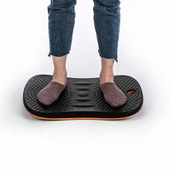 Picture of Matladin Upgraded Premium Standing Desk Anti-Fatigue Active Wooden Wobble Balance Board, Ergonomic Floor Mats for Long Periods of Standing/Stand Up Desk/Gym/Stability/Foot Rocker Leg Exerciser