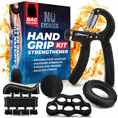 Picture of Grip Strength Trainer Kit (5 Pack), Hand Grip Strengthener Kit, Hand Strengthener & Grip Strength Kit - Hand Exerciser Grip Strengthener Kit, Grip Trainer & Hand Grips for Strength *Bonus Carry Bag*