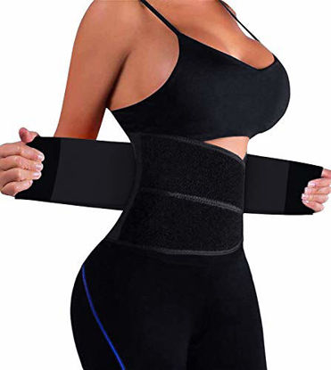 Picture of YIANNA Women Waist Trainer Belt - Slimming Sauna Waist Trimmer Belly Band Sweat Sports Girdle Belt Weight Loss, YA8002-2-Black-M